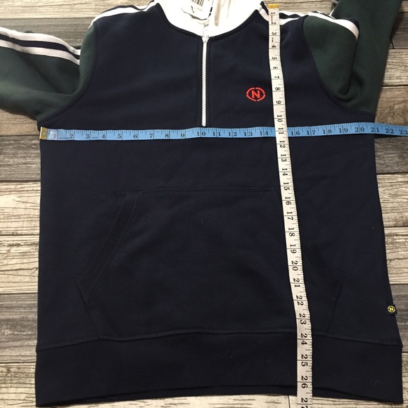 Nautica Color Block Hoodie Sweatshirt Men’s S Blue Green 1/2 Zip Fleece Pullover - Picture 2 of 11